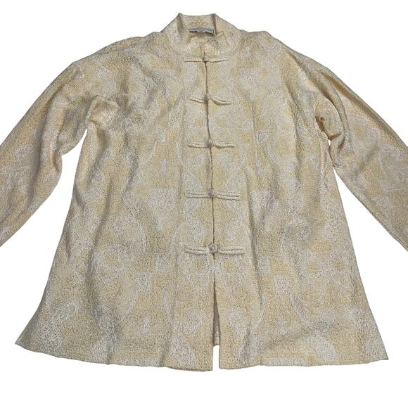 French Rags Buttercream Yellow Asian Inspired Pointelle Sweater Twinset Size M - Picture 16 of 16